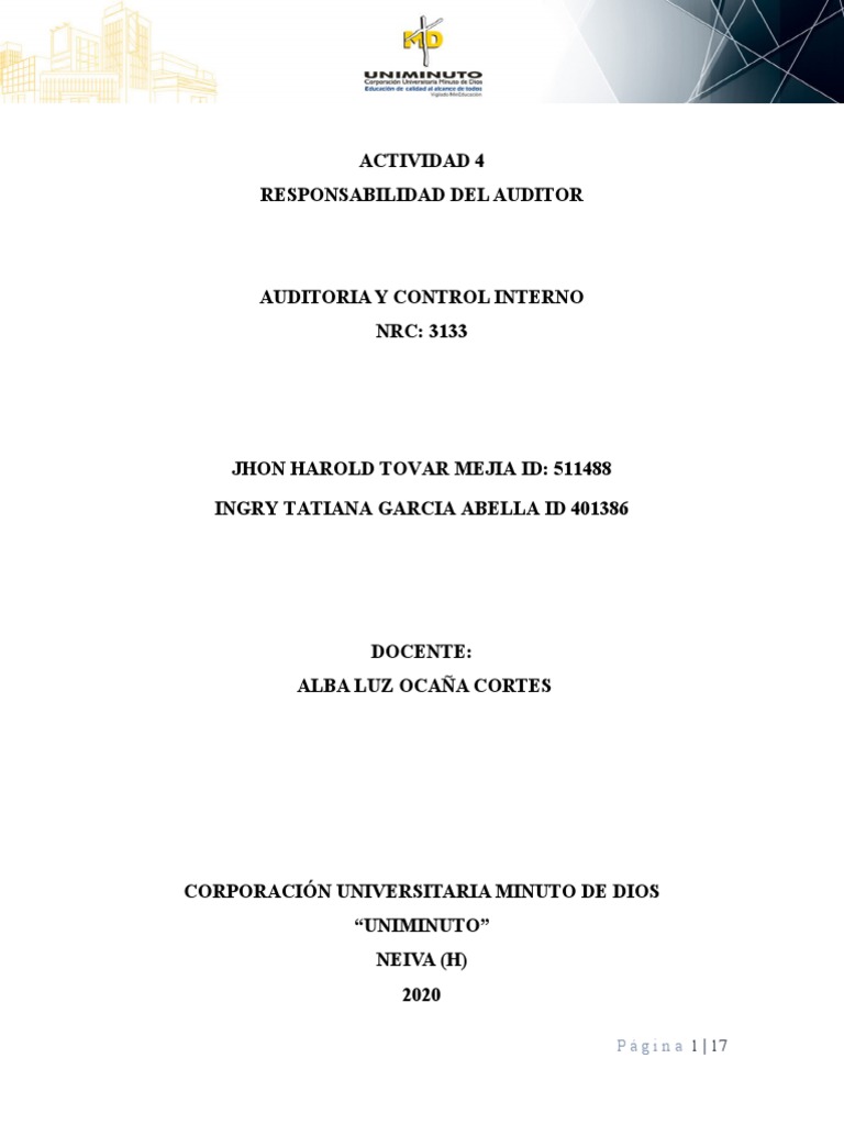 Actividad 4 Auditoria y Control Interno | PDF | Auditoría | Contralor