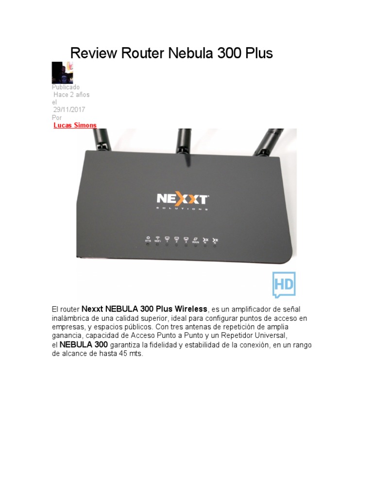 Configuración del Router Nexxt Nebula 300 Plus | PDF | Ieee 802.11 ...