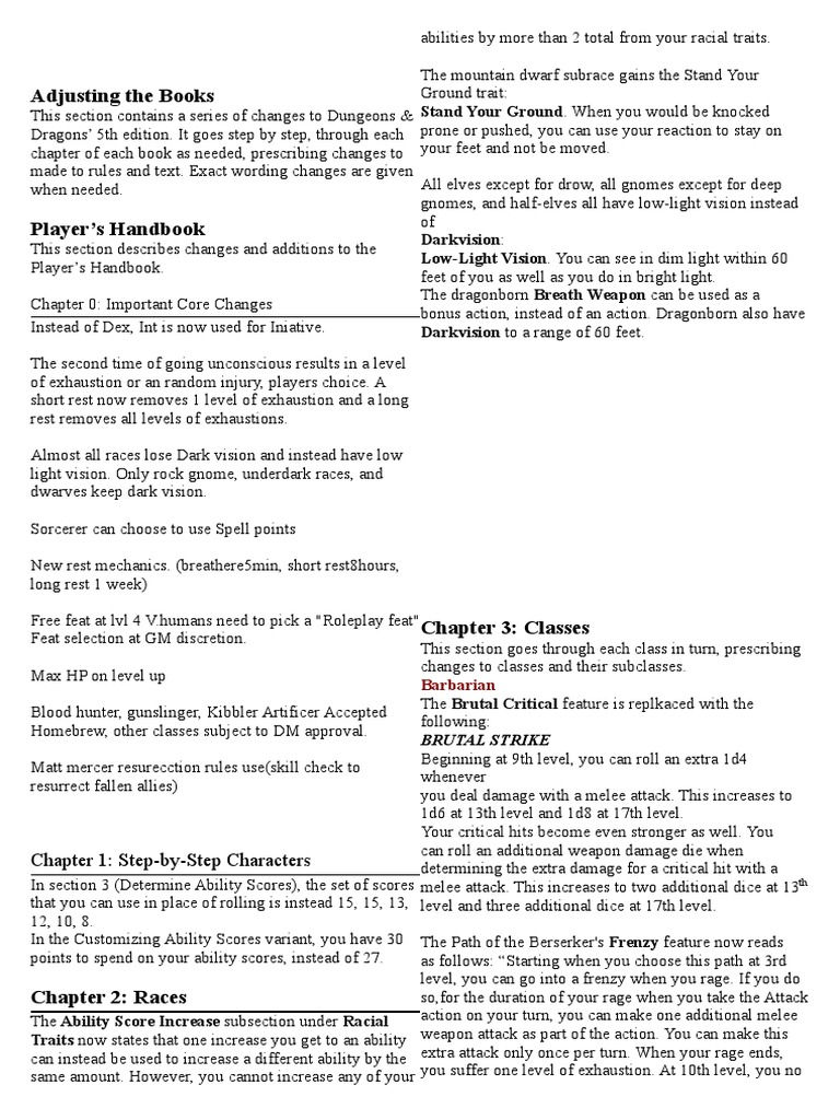 Homebrew Rules | PDF | Dwarf (Dungeons & Dragons) | D20 System