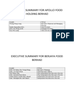 Executive Summary For Apollo Food Holding Berhad