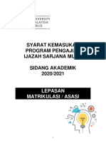 2020 UniMAP Syarat Kemasukan Lepasan Matrikulasi Asasi PDF