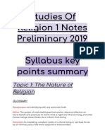 Religion 1 Notes Key Points Syllabus Summary