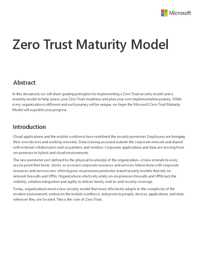 Zero Trust Security Maturity Model Guide | PDF | Cloud Computing ...
