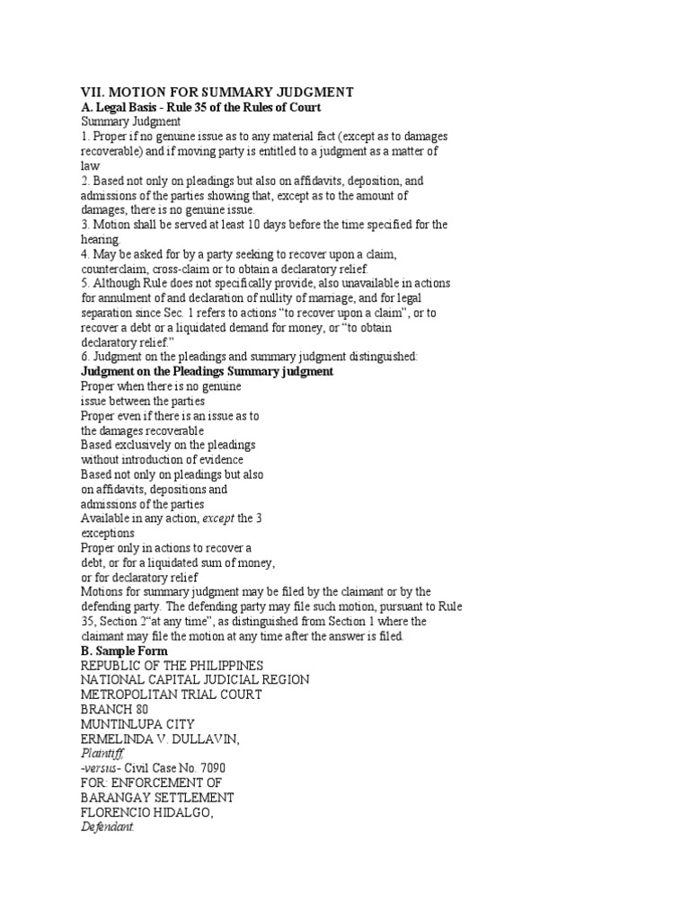 Motion For Summary Judgment PDF Declaratory Judgment Summary Judgment