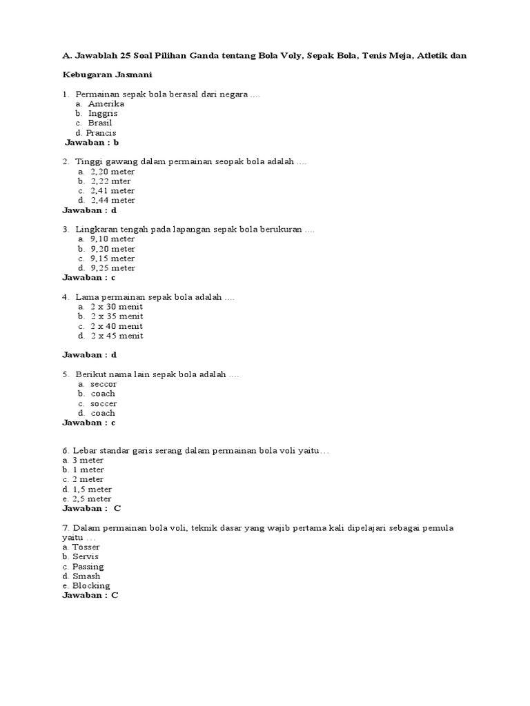 Soal Penjas Pdf