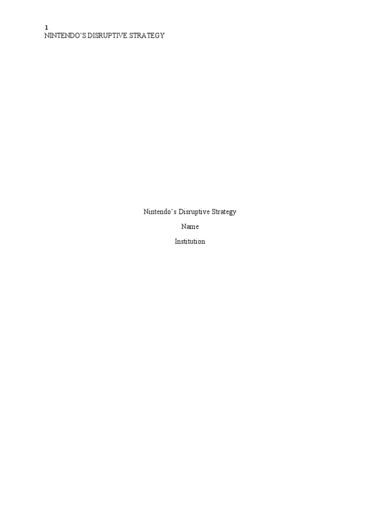 Nintendo's Case Study Analysis PDF Wii Nintendo