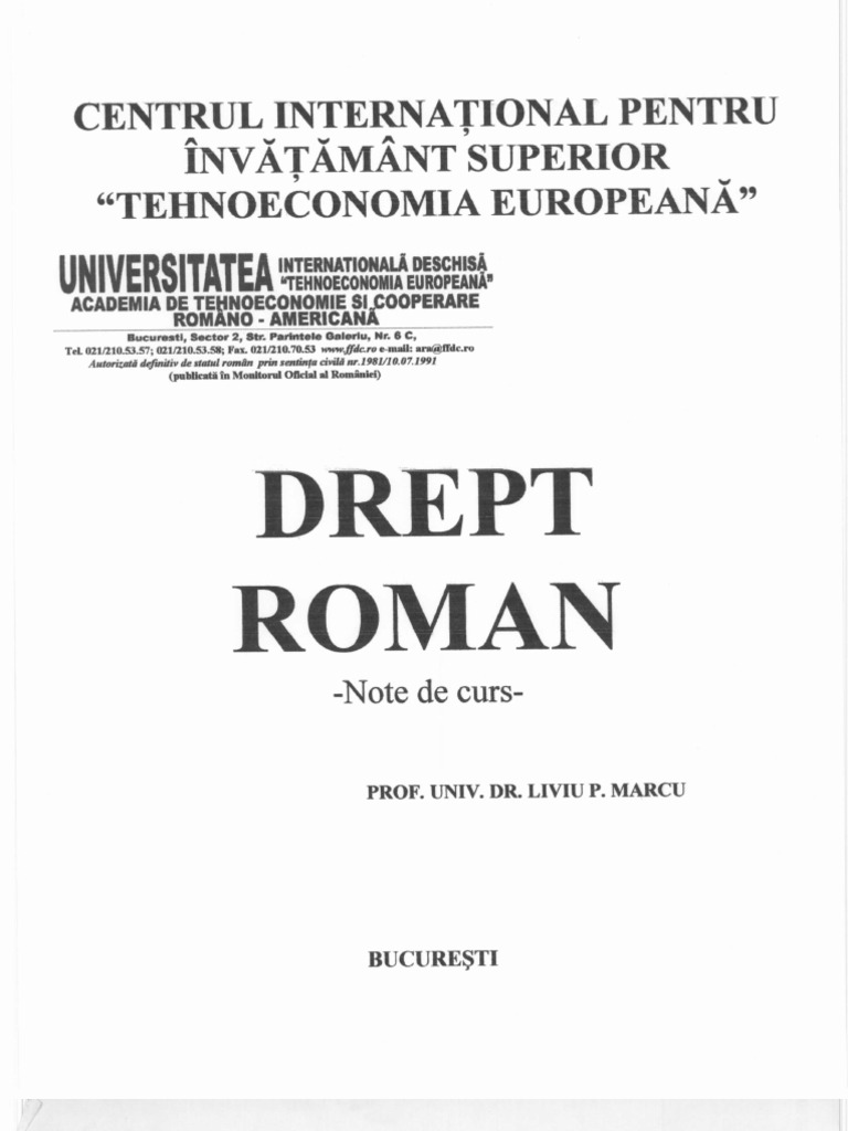 Drept Roman Note de Curs | PDF