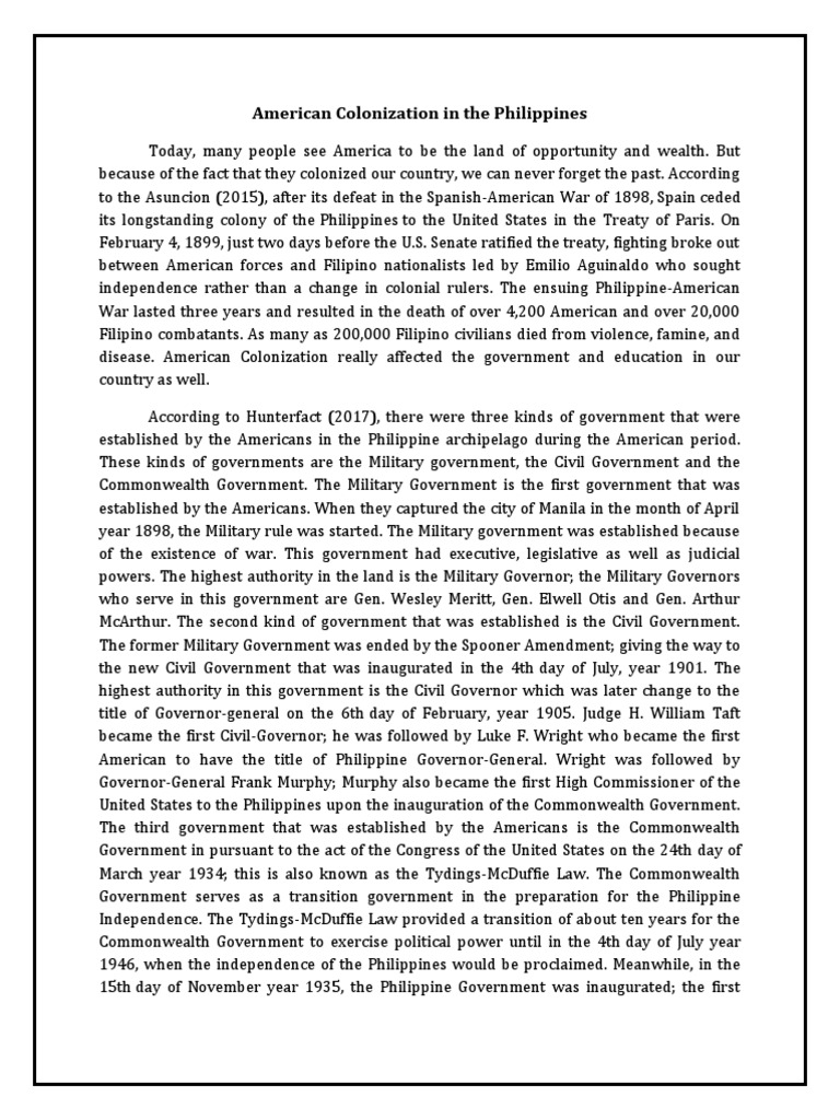American Colonization in The Philippines | PDF | Philippines | Government