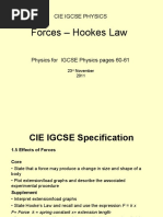 Forces - Hookes Law: Cie Igcse Physics