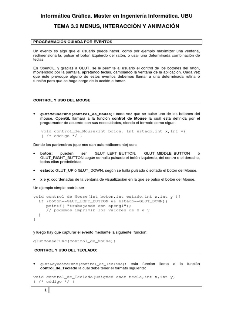 Interacción y Menús en OpenGL | PDF | Ventana (informática) | Informática