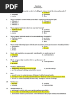 Practice Quiz Nutrition Answer Key