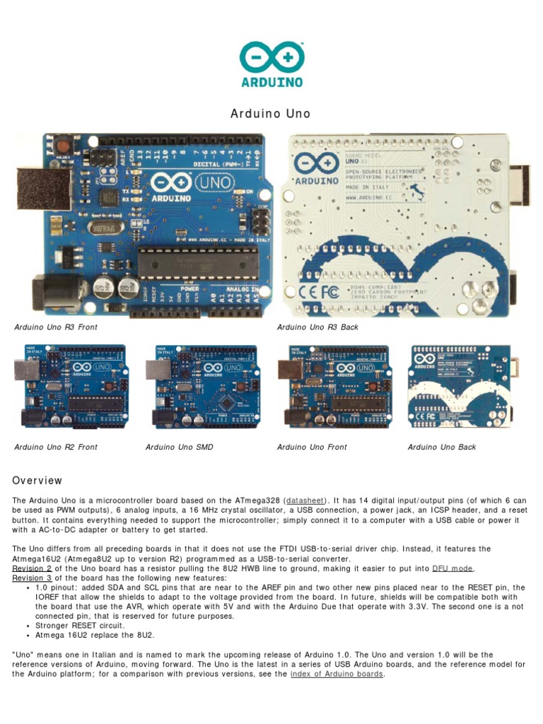 Arduino Uno: Arduino Uno R3 Front Arduino Uno R3 Back | PDF | Arduino ...