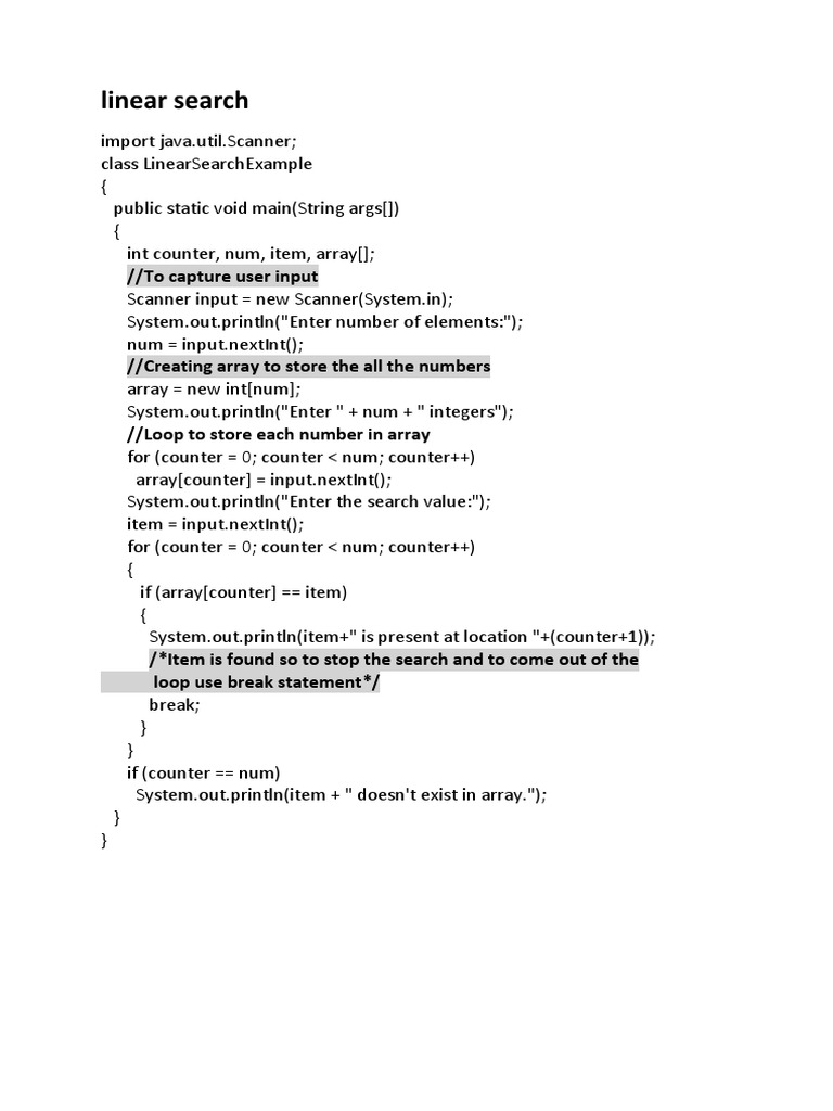 Linear Search&binary Search | PDF | Array Data Structure | Integer ...
