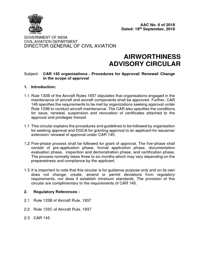 CAR 145 Approval Procedures Guide | PDF | Audit | Aviation