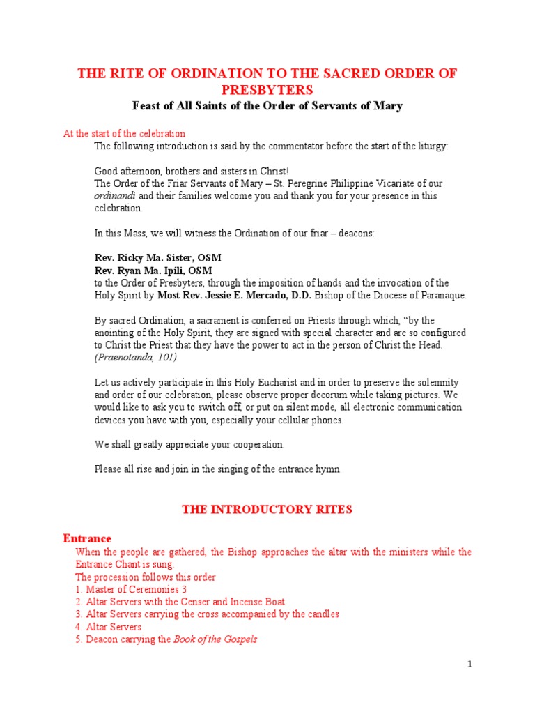 Ordination to the Priesthood: A Call to Service, Sacrifice and ...