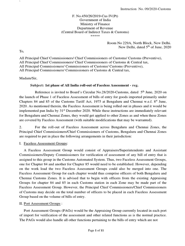 Instruction No 9 Customs DT 5th June 2020 | PDF | Customs ...