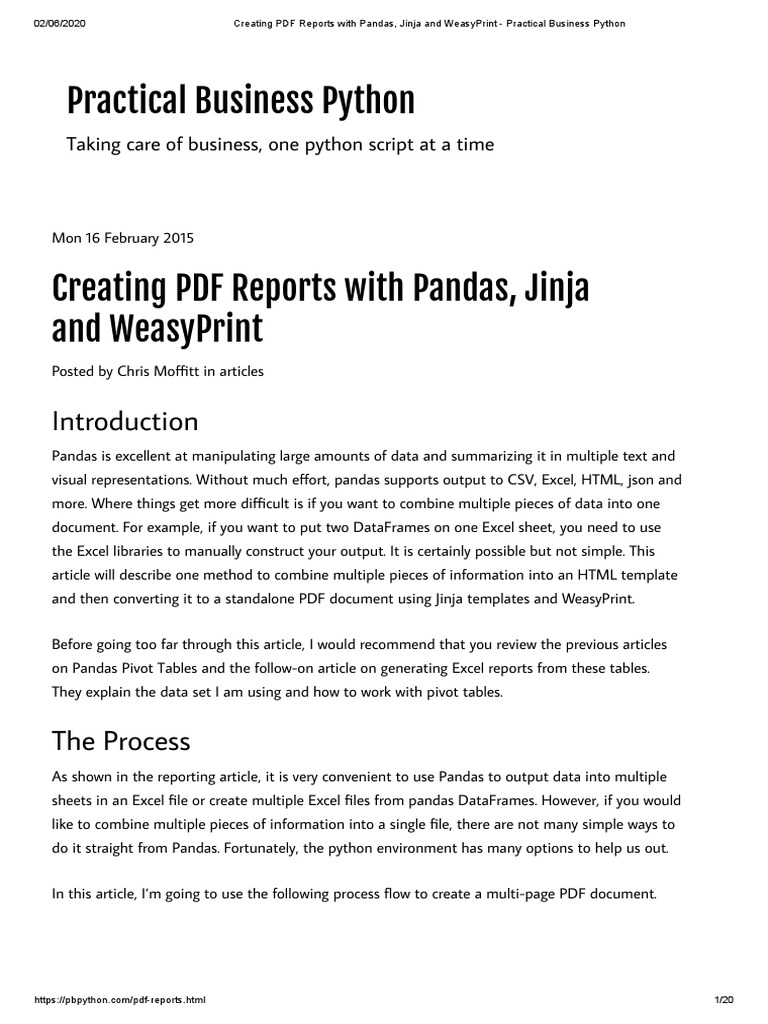 Creating PDF Reports With Pandas, Jinja and WeasyPrint - Practical ...