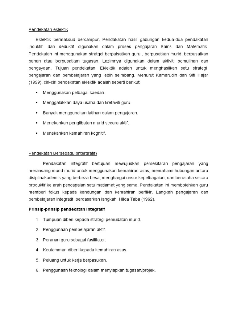 Pendekatan Eklektik Intergratif Dan Tematik Pdf