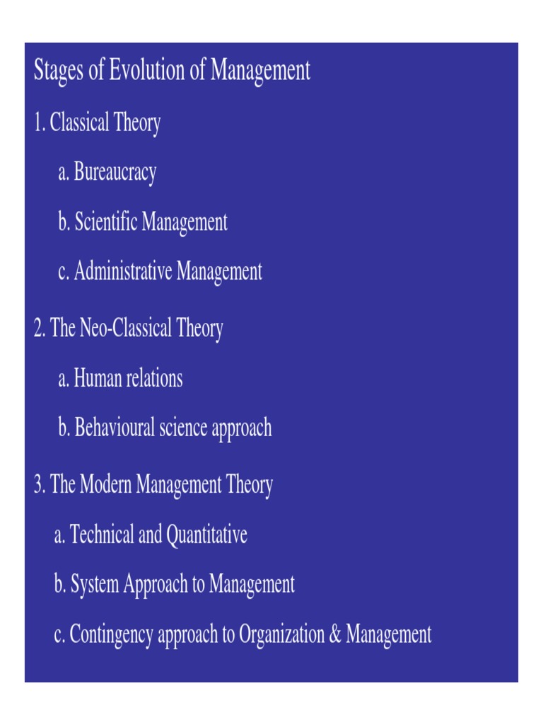 Stages of Evolution of Management | PDF