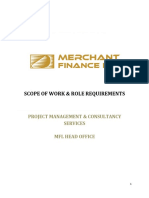 MFL Scope of Work - Role Requirements - Project Management Consultancy Services