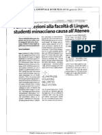 "Ferme le lezioni alla Facoltà di Lingue" dal Giornale di Sicilia del 6 gennaio 2011