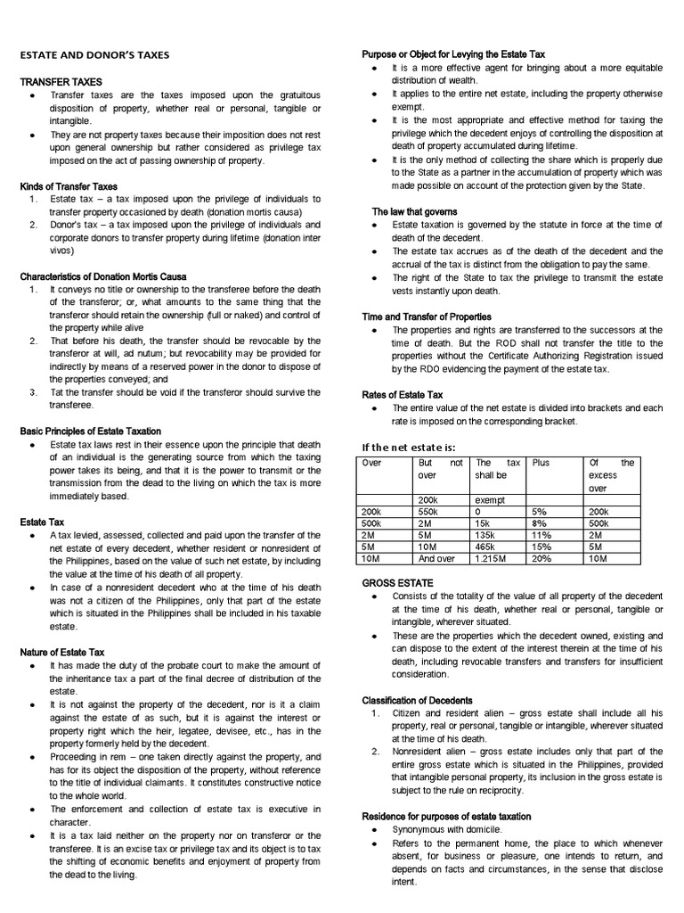 ESTATEANDDONORstax PDF Estate Tax In The United States