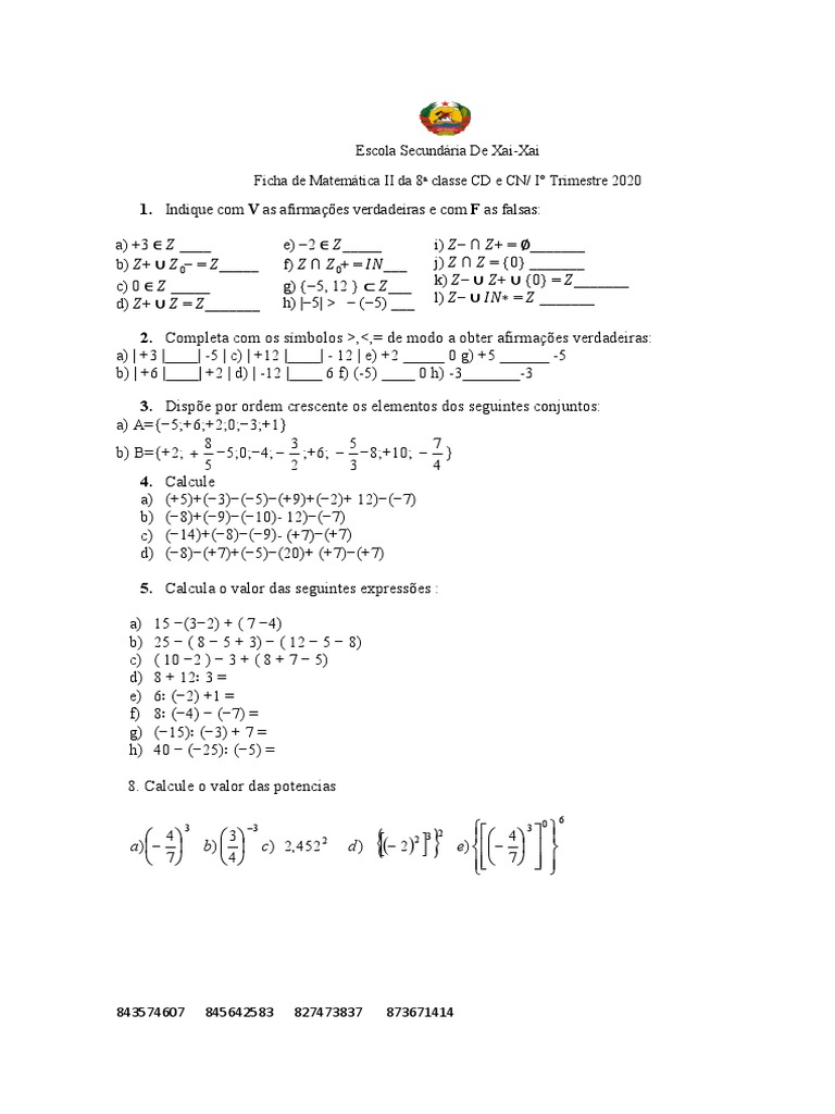 8º Ano - Quiz De MatemÁtica Da Profª Schayla S2 - ProProfs Quiz