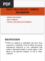 Post Traumatic Stress Disorder: Merin Solomon MSC Nursing Vijaya College of Nursing