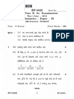 Third Year B. Sc. Examination May June - 2014 Mathematics Paper - IX (Mechanics)