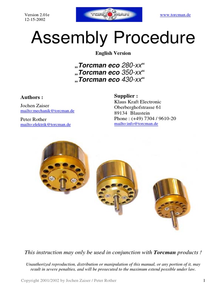 Assembly Guide For Motor Parts PDF PDF Electric Motor Wire