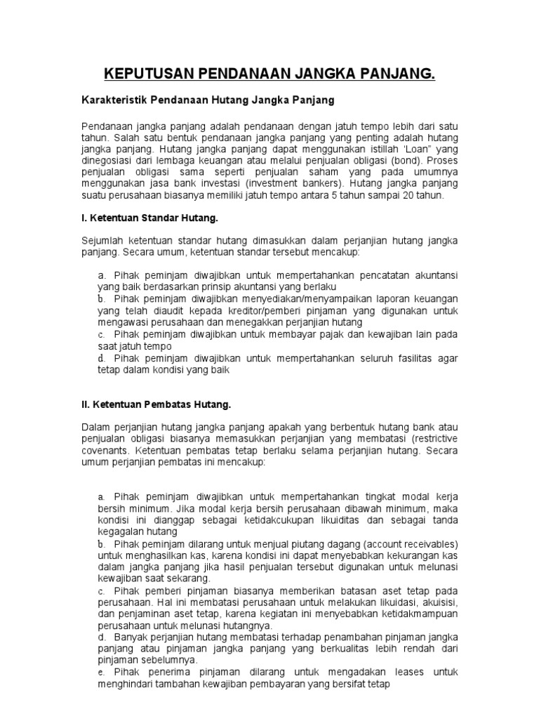Keputusan Pendanaan Jangka Panjang Pdf