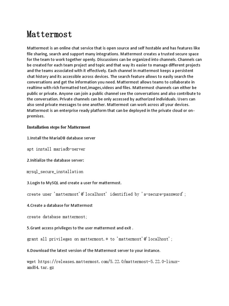 Mattermost Installation and Jitsi Integration Guide | PDF | Sudo ...