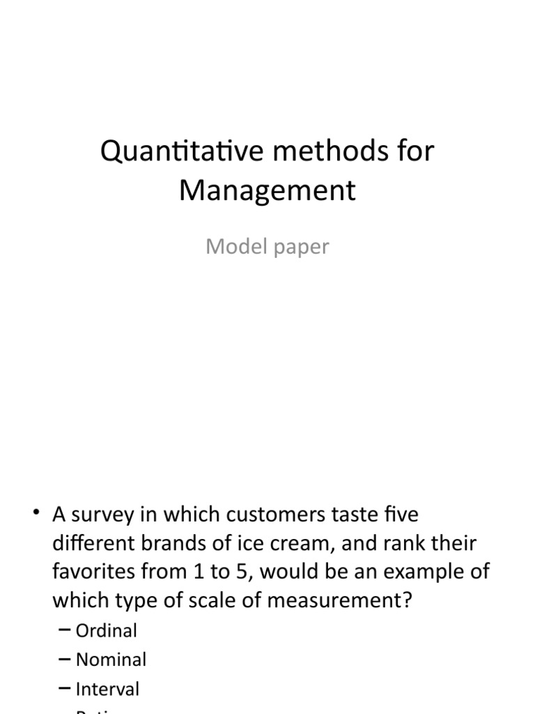 Quantitative Methods For Management: Model Paper | PDF | Probability ...