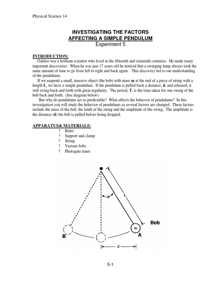 Lab 05Pendulum PDF Pendulum Observational Error