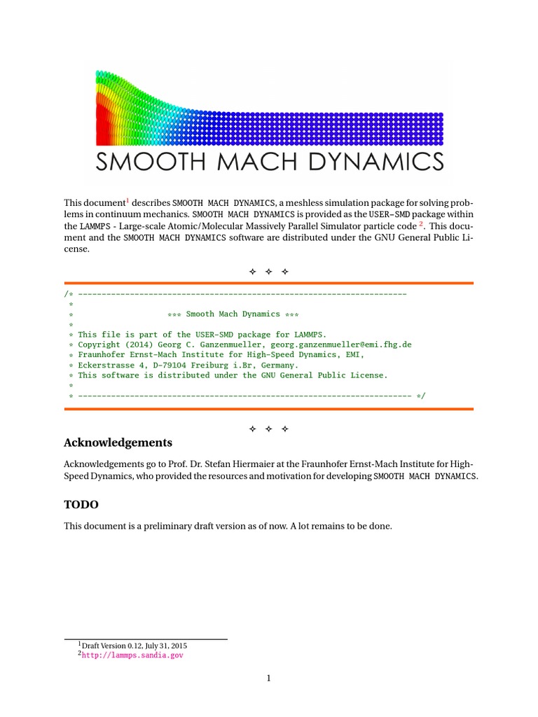 SMD LAMMPS Userguide | PDF | Stress (Mechanics) | Deformation (Mechanics)