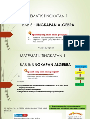 Modul Bab 5 Ungkapan Algebra 5 2 Matematik Tingkatan 1 Pdf