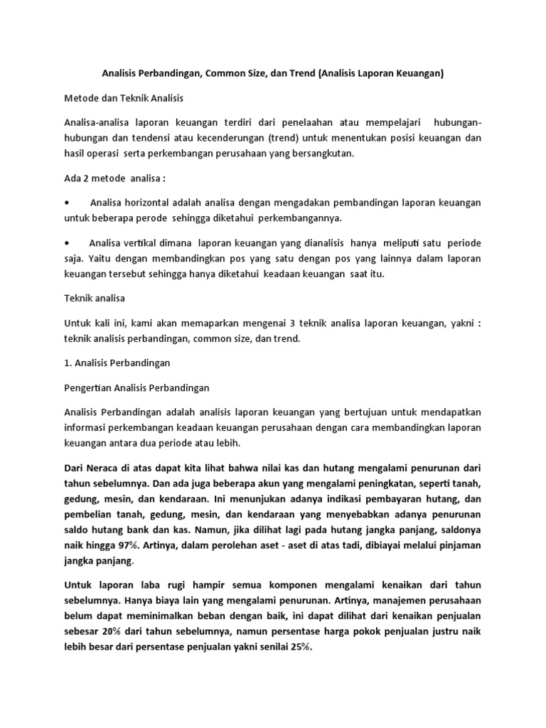 Contoh Analisis Common Size Indeks Berseri Dan Trend