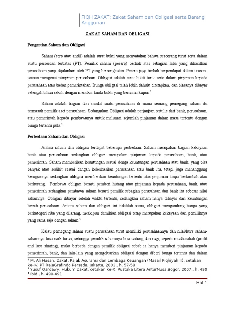Zakat Saham Dan Obligasi