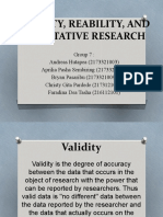 Validity, Reability, and Qualitative Research