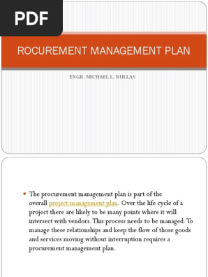 Procurement Management Plan