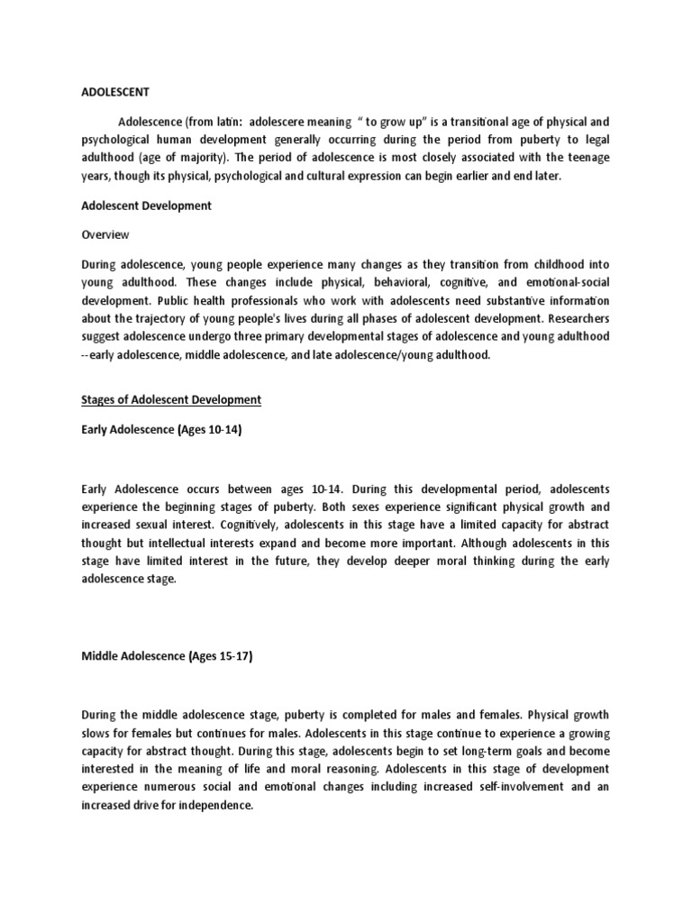 Adolescent Development Stages Explained | PDF | Adolescence ...