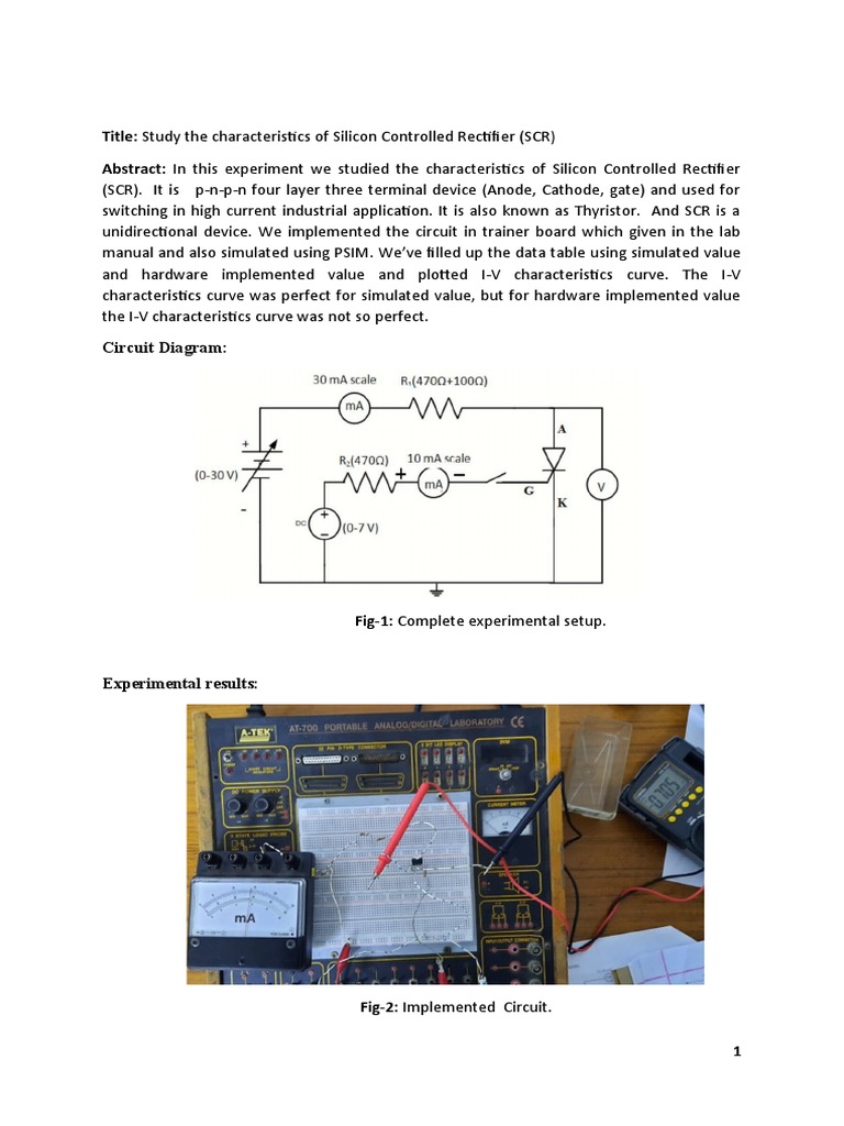 Study The Characteristics of Silicon Controlled Rectifier (SCR) | PDF ...