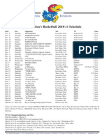 2010-2011 KU Basketball Schedule