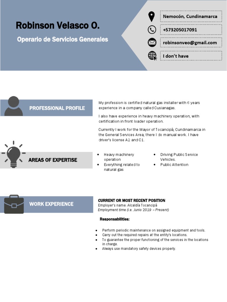 Curriculum Vitae Format PDF Heavy Equipment Transport