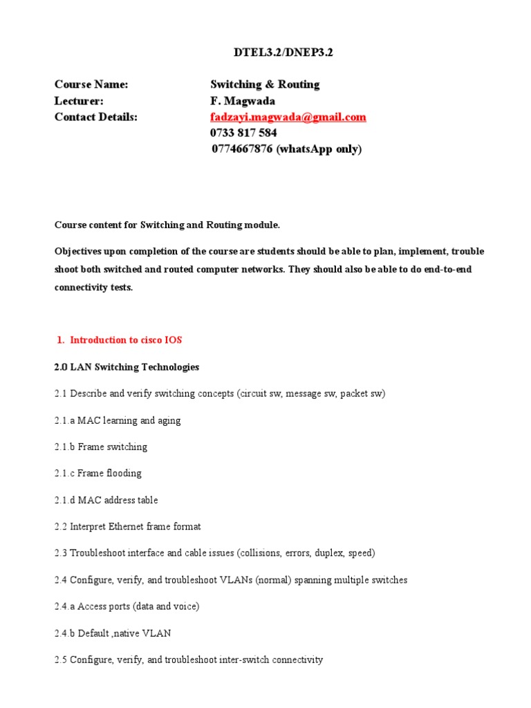 Switching & Routing Course Overview | PDF | Network Switch | Routing