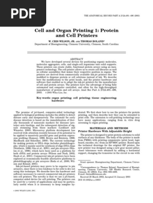 洋書 Cell and Organ Printing Cell and Organ Printing 1: Protein and Cell Printers: W