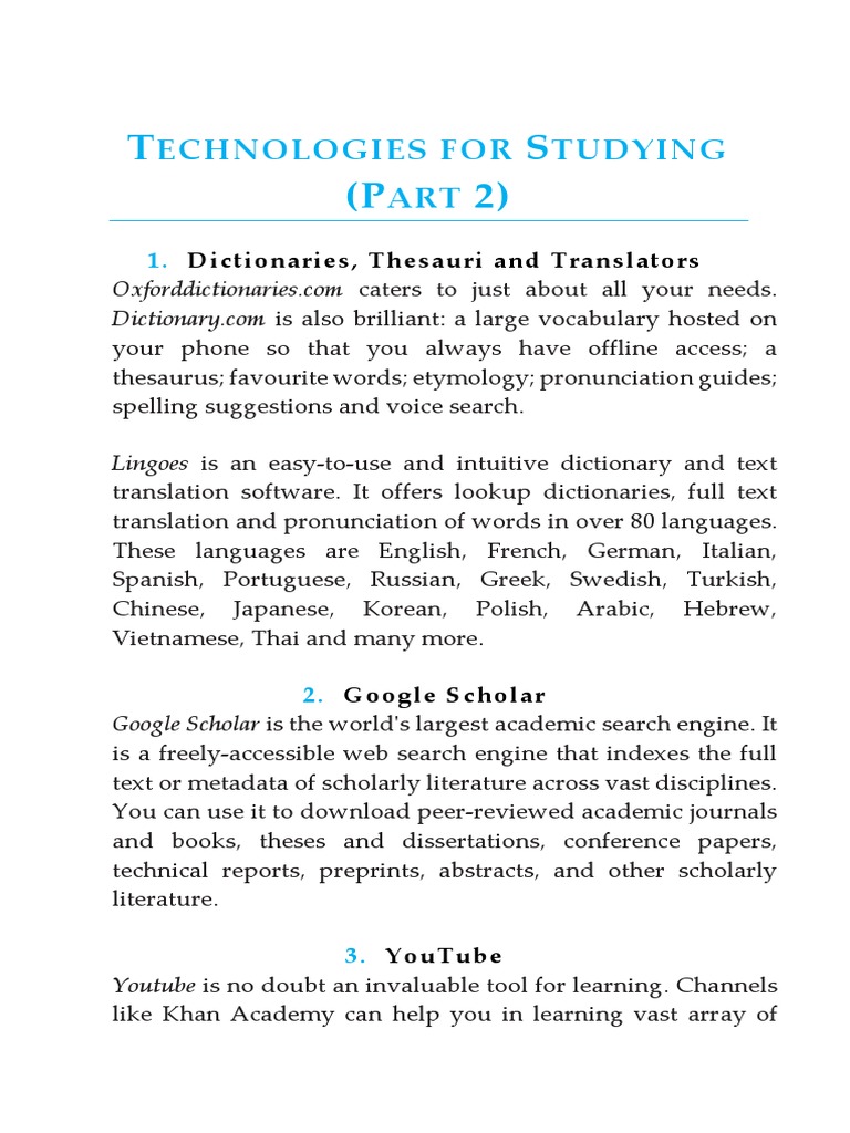 Essential Study Technologies Guide | PDF