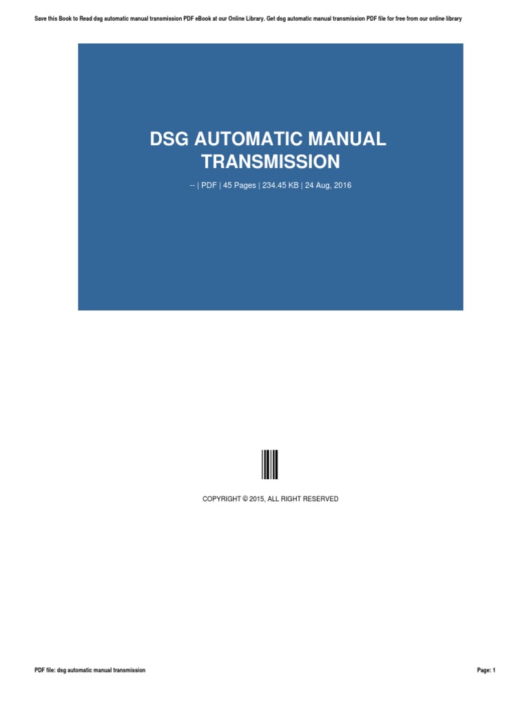 DSG Automatic Manual Transmission PDF 45 Pages 234.45 KB 24