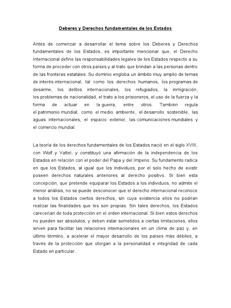 Deberes y Derechos de los Estados | PDF | Estado (política) | Ley ...