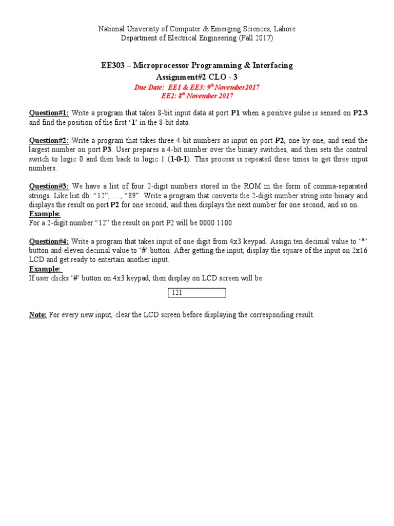 Up Assignment#2 - Fall 2017 | PDF | Computers